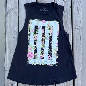 Paramore Bars With Flowers Oversized Tank Top Size Medium